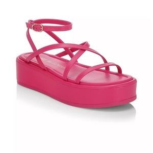 Stuart Weitzman SummerLift Leather Flatform Ankle-Strap Sandals